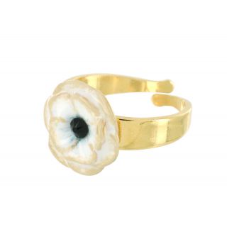 Bague Anemone Couleur Dore Blanc