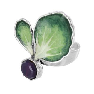 Bague Coeur D Artichaut Couleur Argent Vert