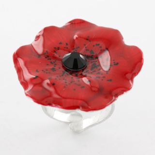 Bague Joli Coquelicot Couleur Argent Rouge
