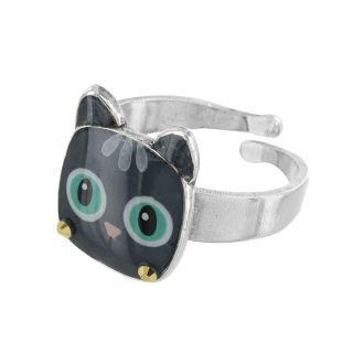 Bague Moustache Couleur Argent Noire