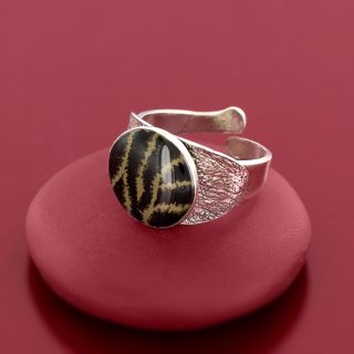 Bague Tabby Couleur Argent Noir