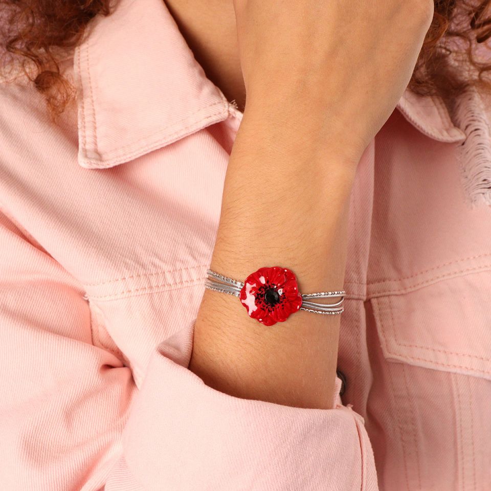 Bracelet  Joli Coquelicot Couleur Argent Rouge Taratata Bijoux Fantaisie en ligne 1