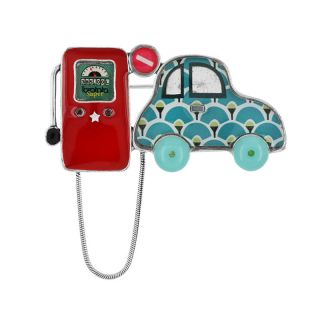 Broche Mille Bornes Couleur Argent Bleu
