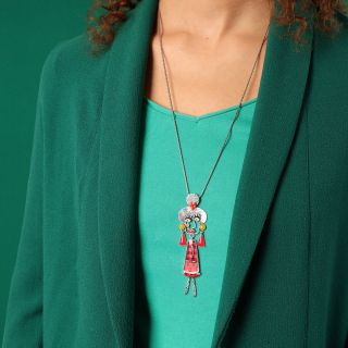 Collier Mimique Couleur Argent Rouge