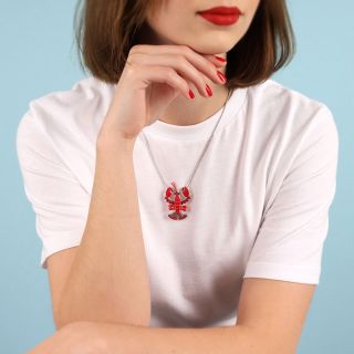 Collier Mr Lobster Couleur Argent Rouge