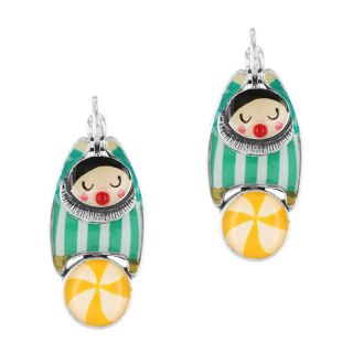 Dormeuses Tohu-bohu Couleur Argent Vert