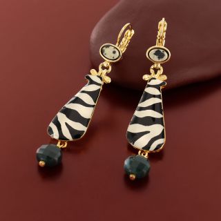 Dormeuses Zebra Couleur Dore Noir