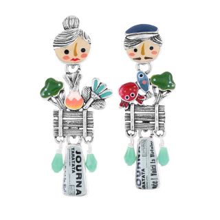 Puces Josi Brocoli & Leon Cornichon Couleur Argent Multi